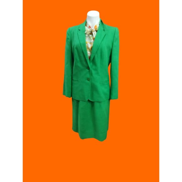 1970's Cross Country Fashions Green Linen Suit - Picture 5 of 6